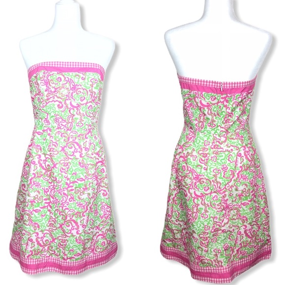 Lilly Pulitzer Dresses & Skirts - Lilly Pulitzer pink green strapless dress